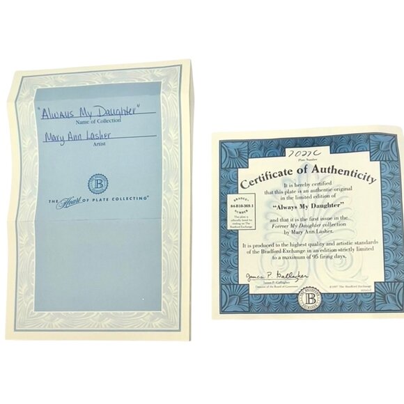 Limited Edition Bradford Exchange Always My Daughter Plate By Mary Ann Lasher - Picture 4 of 9
